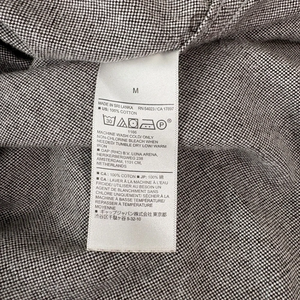 Banana Republic Button Down Shirt Mens M Gray Untucked Fit Flannel Casual Solid